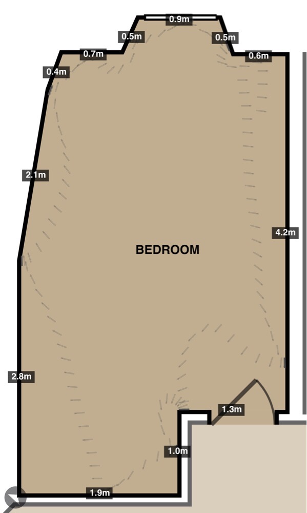 Slightly inaccurate floorplan of our bedroom